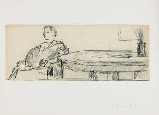 Дейнека Александр Александрович. Портрет девушки у стола 